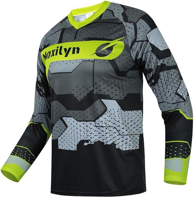 Men's MTB Shirt Long Sleeve Off-Road Motocross Cycling Jersey Mountain Bike Shirts Quick-Dry Moisture Wicking