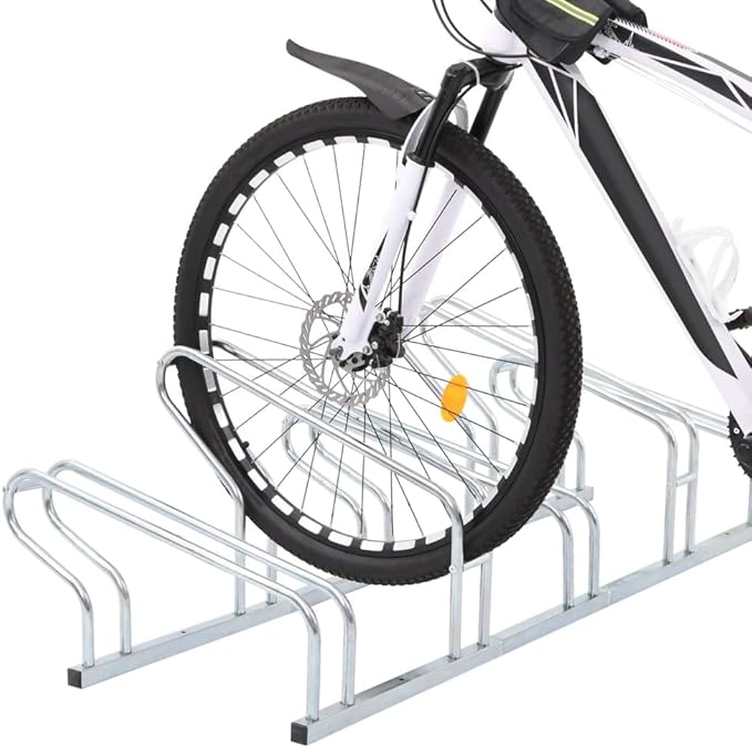 Galvanized Steel Floor Freestanding Bicycle Stand for 5 Bikes, 5 Bikes Floor Bike Stand, Bike Floor Parking Rack for Indoor & Outdoor Garage Storage,-874
