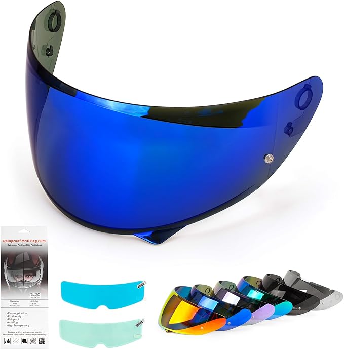 XINGWU Motorcycle Helmet Visor Replacement for Tinted C10 Helmet Visor with Anti-fog Rainproof Film UV Protection Face Shield (Deep Blue)