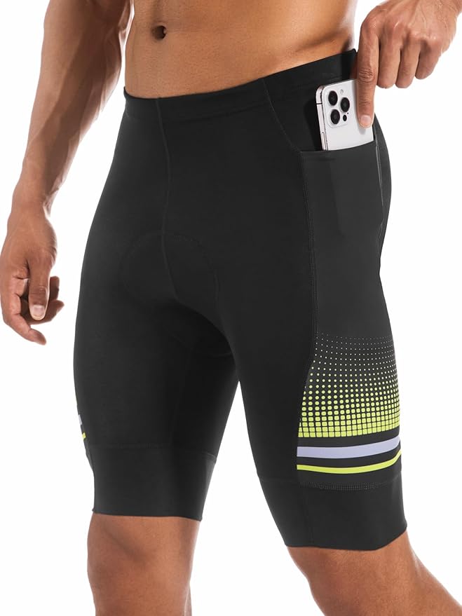 Przewalski Men's Padded Bike Shorts Cycling Road Riding Bicycle Cycle Shorts Pockets UPF 50+ Biking Tights