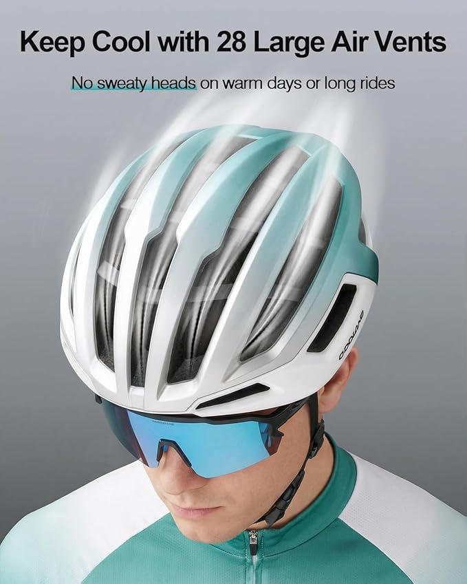 Odoland Adult Bike Helmet - Super Ventilation & Impact-Resistant Frame, Adjustable Dial System Lightweight Bicycle Helmet for Mountain, Commuting, Road Cycling