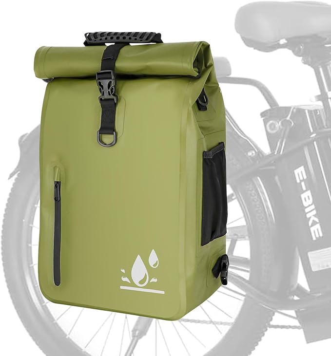 YEEGO DIRECT Bike Panniers, 29L Large Capacity Waterproof bike bags, Bike Rack Bag Bike Saddle Bags For Rear Rack Bicycles Commuter Backpack - Green (1 PCS)