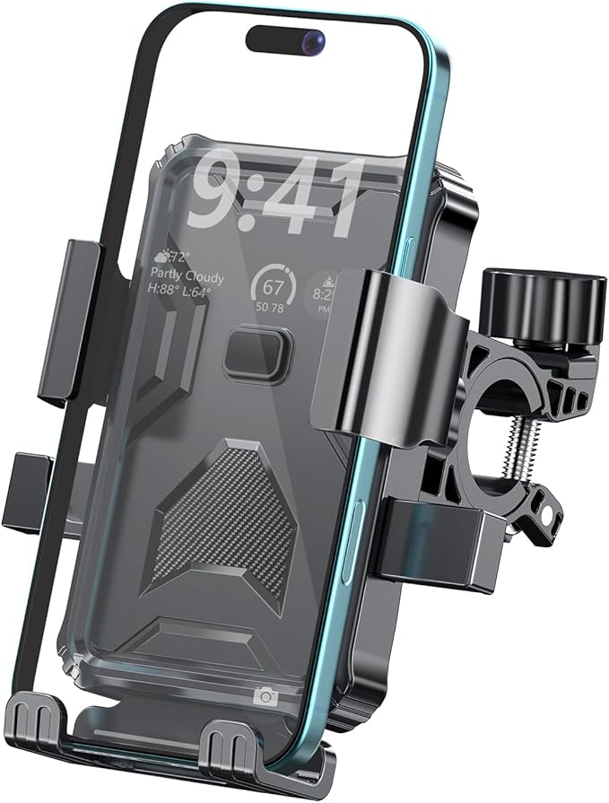 Bike Phone Holder, Handlebar Phone Mount for Bike and Motorcycle, Electric Scooter Mountain Bike, Adjustable Cell Phone Holder,Secure Holder for 4.7-6.8 Inch All Cell Phones