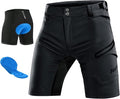 Nepest Mens Mountain Bike Shorts 3D Padded MTB Bicycle Riding Cycling Short Padding Liner Baggy Quick Dry,Zip Pockets