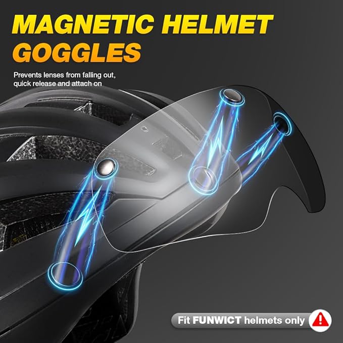 Magnetic Bike Helmet Goggles, Removable/Detachable Sun Visors Shield for Cycling Bicycle Helmet FW001
