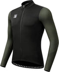 Santic Cycling Jersey Men's Long Sleeve Bike Reflective Full Zip Bicycle Shirts with Pockets