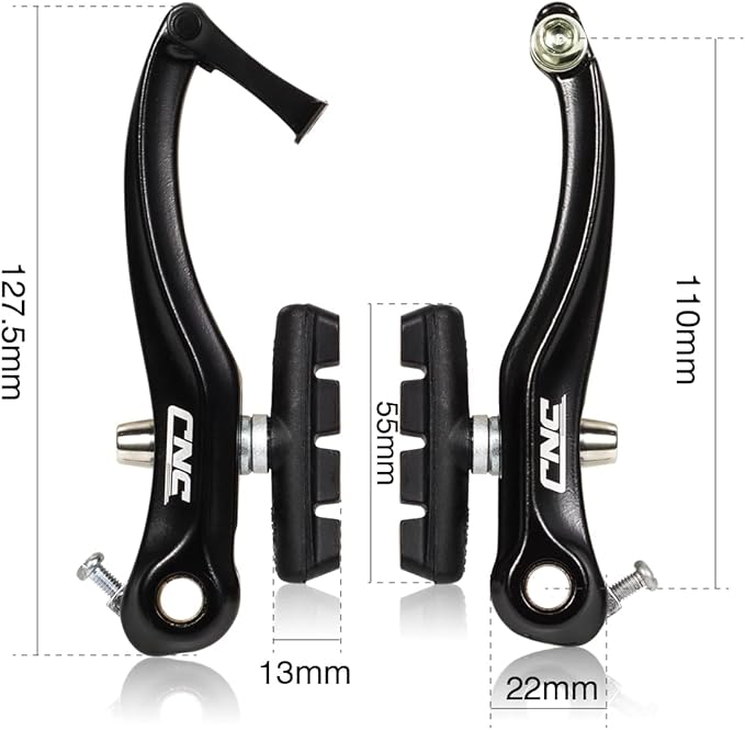 CNC V Brake Set, Bicycle Linear Pull V Brakes for Front/Rear Wheel, Long Arm 110mm, Black …