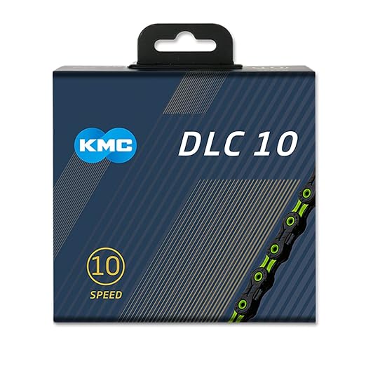 KMC 10-Speed DLC10 Series High-Performance Chain | for Road/Mountain/Gravel | Shimano, SRAM, and Campagnolo Compatible | 116 Links, Missing Link Included | Green