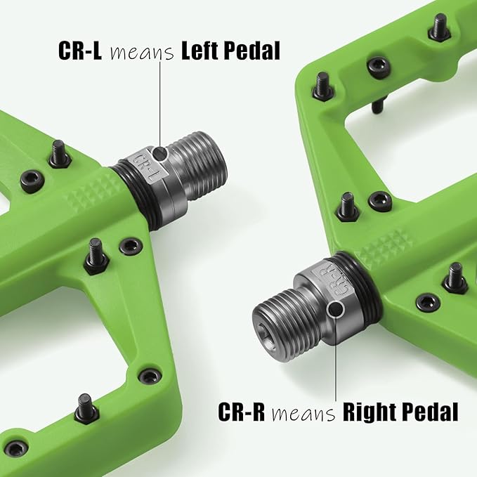 MTB Pedals Large Mountain Bike Pedals, Lightweight Nylon Fiber Composite Bicycle Platform Pedals, Grippy Pedals w 18 Pins, Cr-Mo Spindle fit w 2 Bearings, Clipless Pedals for BMX MTB Bike 9/16"