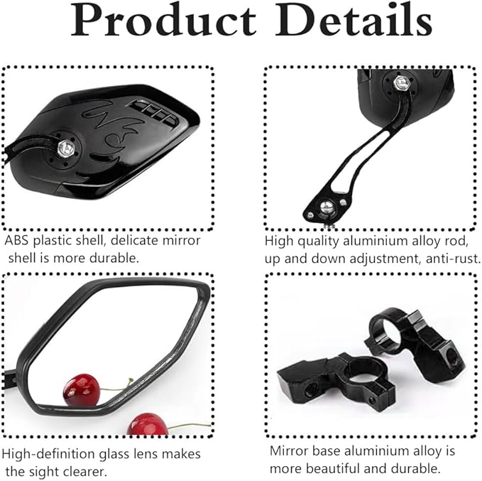 Bike Mirrors for Electric Bikes - 2 Pack Mirrycle Bike Mirrors, Handlebar Rearview Mirror, Bicycle Mirrors for Handlebars - Enhance Safety and Visibility on Your Electric Bike(Black)