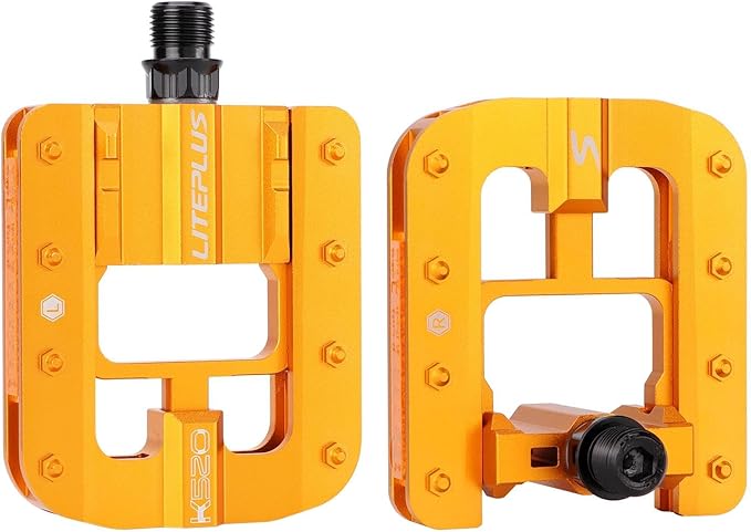 Mountain Bike Pedals- Aluminum Alloy Road Bike Pedals- Folding Mountain Bike Pedals- Anti- Skid Nails Bicycle Pedals- Universal Fit Fooker Pedals 9/16" Compatible