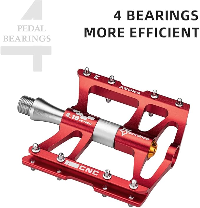 ROCKBROS 4 Bearings Mountain Bike Pedals MTB Padals Platform Flat Bike Pedals Aluminum Alloy 9/16"