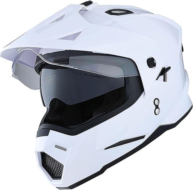 1Storm Youth Kids Dual Sport Dual Visor Motorcycle Motocross Off Road Full Face Helmet Matt Black