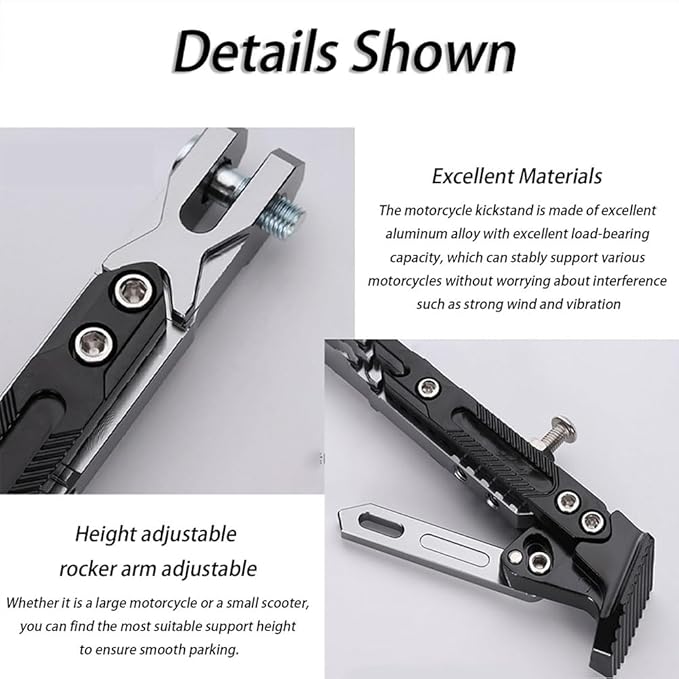 Motorcycle Adjustable Kickstand for Kawasaki KX450 2002-2025, Aluminum Side Stand Non Slip Foot Pad Stable Parking Support Motorcycle Scooter Bike,Blue