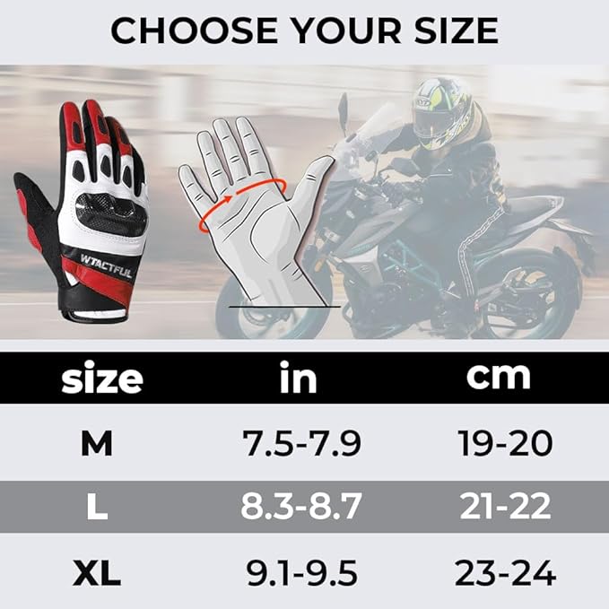 WTACTFUL Goatskin Leather Carbon Knuckle Motorcycle Gloves for Ultimate Protection and Comfort