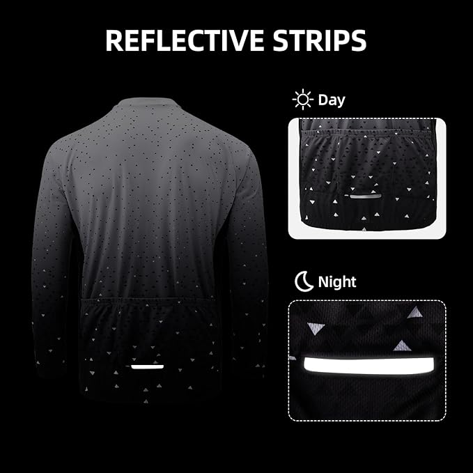 Men's Cycling Bike Jersey Long Sleeve - Moisture Wicking, Breathable, Quick Dry Biking Shirt Full Zipper
