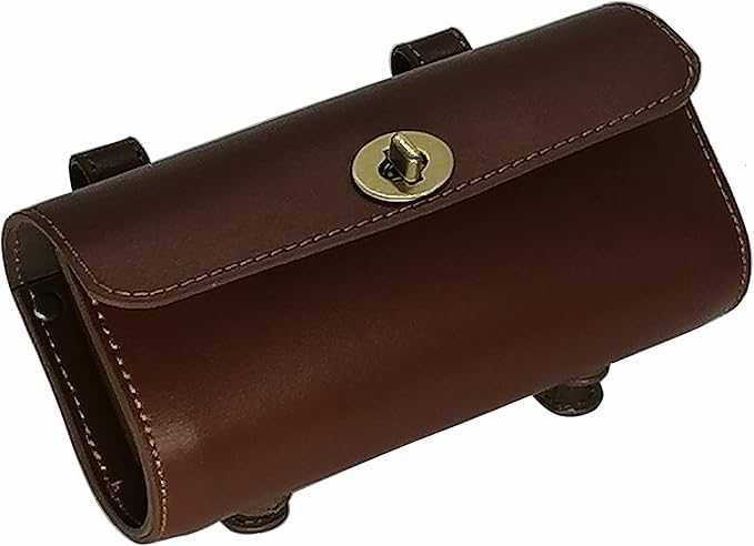 WUYAN Bike Handlebar Leather Bags Under Seat Retro Classical Mountain MTB Road Bike Leather Bag for Cell Phone， Saddle Tail Rear Pouch Seat Storage Cycling Case Carry Accessories
