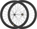 MEROCA VEL Road Bike Carbon Wheelset 700C Clincher Wheelset 50/60mm Deep Disc Brake Clincher/Tubeless Ready, 36T Ratchet Hub, Pillar Spokes