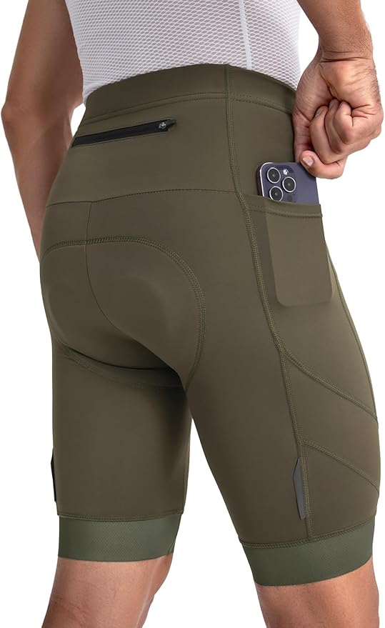BERGRISAR Men's 4D Padded Bike Shorts Cycling Shorts with Zipper Pocket Biking Bicycle Shorts