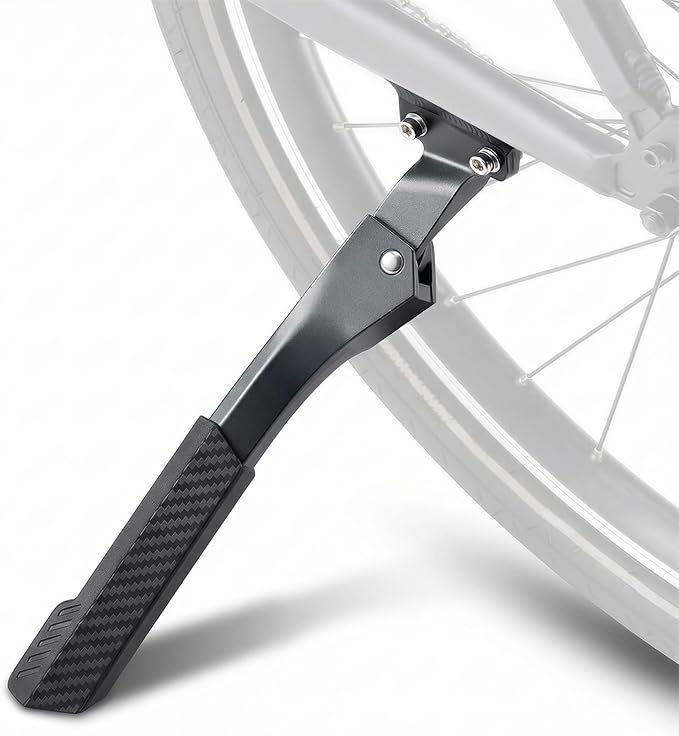 Bike Kickstand for 24-29 Inch Bicycle, 2 Bolt Include, 2 Holes Extra Stable Max Load 176LBS, Non-Slip Base Adult Black Bicycle Kickstand for Mountain Bike, E-Bike, Adjustable Length 34cm-42cm
