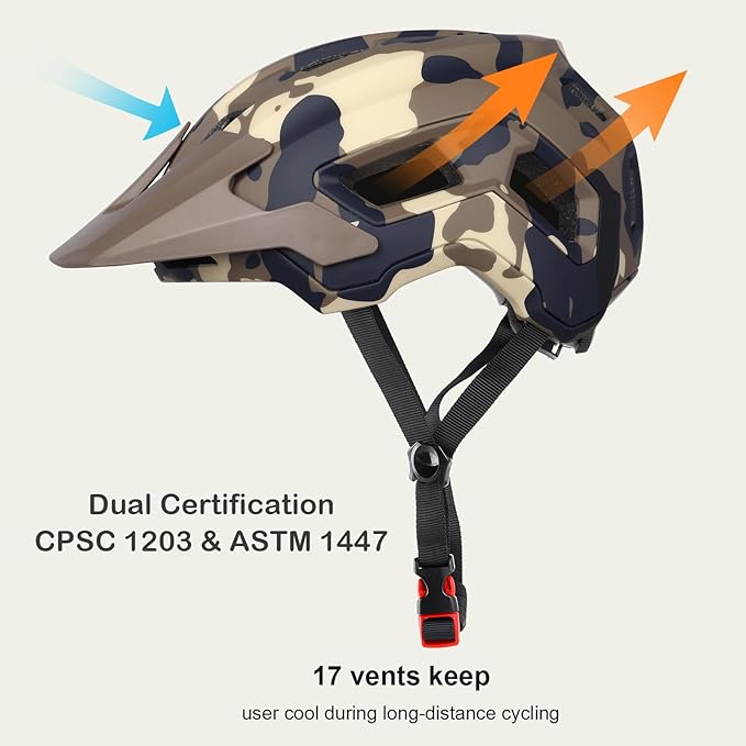 Bike Helmet for Adult & Youth, Lightweight MTB Helmet with Adjustable Visor for Mountain/Road Cycling, 2 Sizes for Men Women Boys Girls