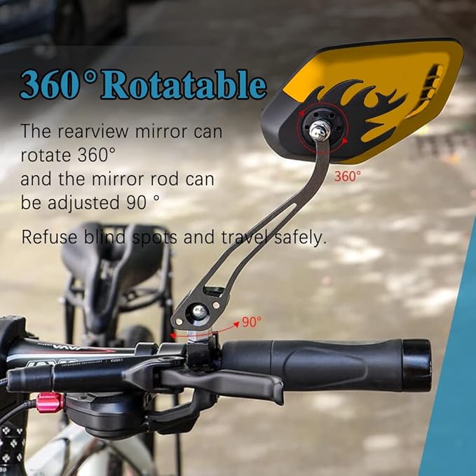ASUBHA 2PCS Motorcycle Mirrors, Scooter Mirrors, 360°Adjustable Motorcycle Side Mirror with 8mm & 10mm Bolt, Motorbike Handlebar Wide Angle Rear View Accessories Universal for ATV UTV Dirt Bike