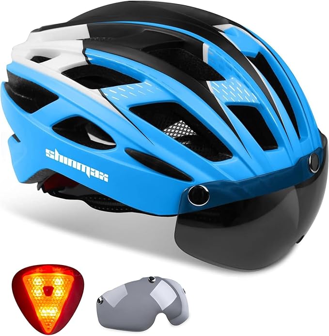 Shinmax Bike Helmet, CPSC/CPC Bike Helmet for Adult Men Women with Magnetic Goggles&Led Back Light Cycling Helmet Adjustable SM-T69
