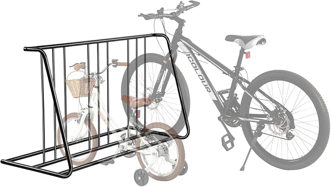 VEVOR Bike Rack, Fits Tire Width 3 Inch/76.2 mm, Carbon Steel Double-Sided Grid Bike Rack Stand, Freestanding Bicycle Storage Holder for Curbside, Garage, Indoor, Outdoor Parking, 6-Bicycle Capacity