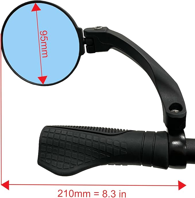 Hafny NEW Handlebar E-Bike Mirror, Round Large Surface, HD Automotive Grade Glass Bicycle Mirror, Safe Blast-Resistance, HF-M958-FR01