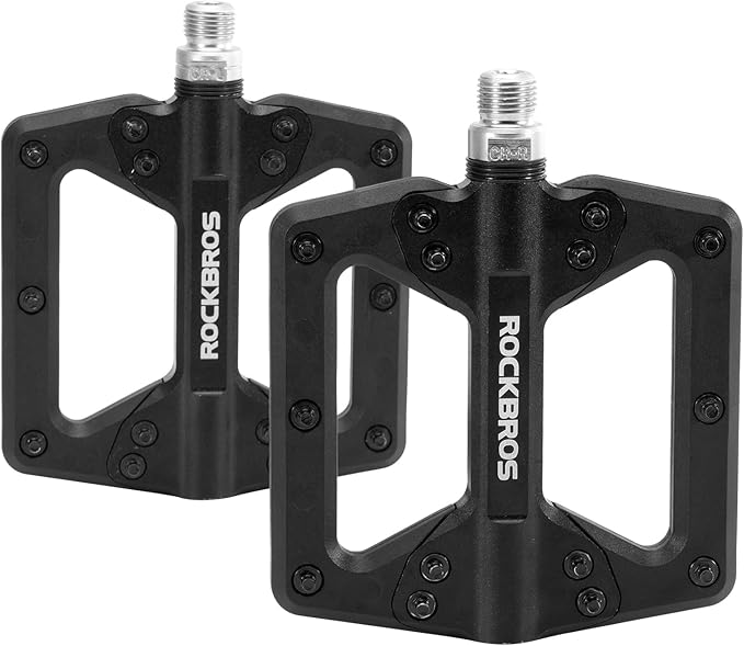 ROCKBROS Mountain Bike Pedals Flat MTB Pedals Non-Slip Lightweight Nylon Fiber Bicycle Platform Pedals for BMX MTB 9/16"