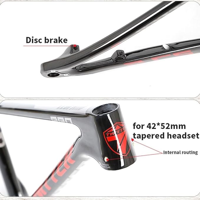 Carbon Mountain Bike Frame 27.5er 29er Hardtail Bike Frame XC/AM 15''/17''/19'' Disc Brake Bike Frame Thru Axle 12x142/148mm Internal Routing(Red,27.5 * 15'')