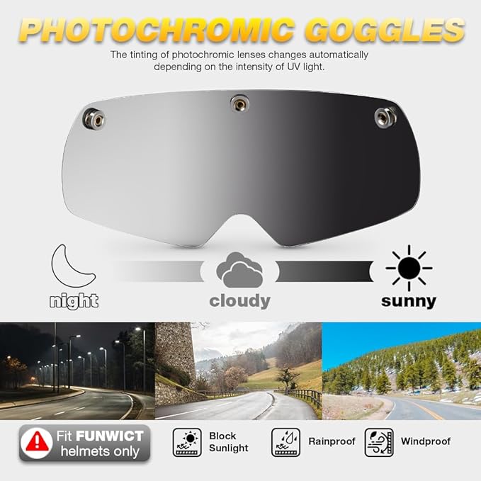 Magnetic Bike Helmet Goggles, Removable/Detachable Sun Visors Shield for Cycling Bicycle Helmet FW001