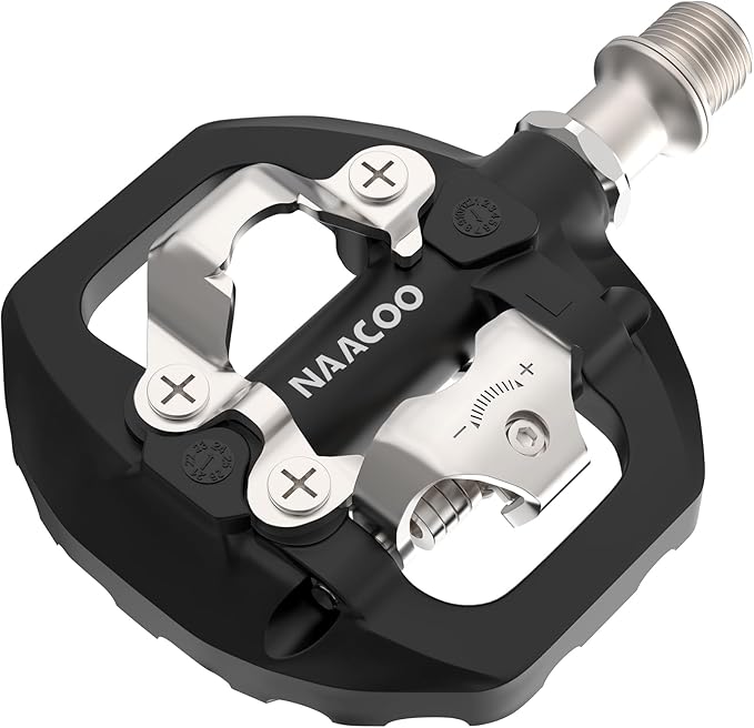 NAACOO Bike Pedals Dual Platform Compatible with Shimano SPD Mountain Clipless Pedals,3-Sealed Bearing Lightweight Bicycle Pedals for Outdoor Spin Exercise Peloton Fit Trekking Bike