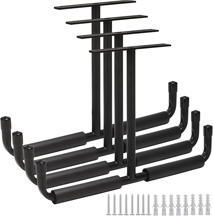 LEICHTEN 4 Pcs Upgraded Overhead Garage Storage Rack, Durable Garage Ceiling Storage Racks, Garages Overhead Lumber Storage Racks, Hanging for for Ladders, Ski Tools, Bikes, Tires, Gardening Tools