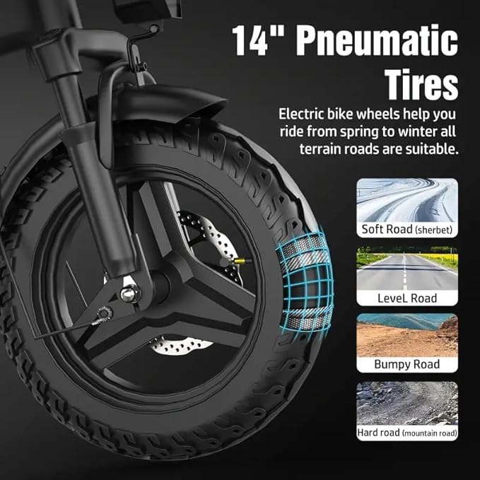 Electric Bike for Folding Adults, 550W 48V 12Ah EBike Climbs 30° Slopes, 23MPH Miles Range, 35 Miles Range, UL Certified E-Bike Dual Disc Brakes,14" Commuter Ebike