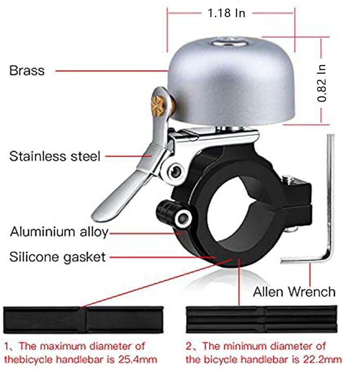 Greallthy Bike Bell Classic Brass Bicycle Bell,Bike Bells for Adults Kids, Loud Retro Bell for Road & Mountain Bikes, Universal Handlebar Fit