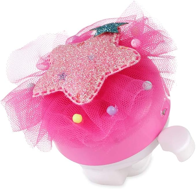 MINI-FACTORY Bike Bell for Girls, Pink Bicycle Handlebar Bell Cute 3D Unicorn/Lollipop/Swan/Mermaid Pattern Bike Safe Cycling Ring Horn (Star)