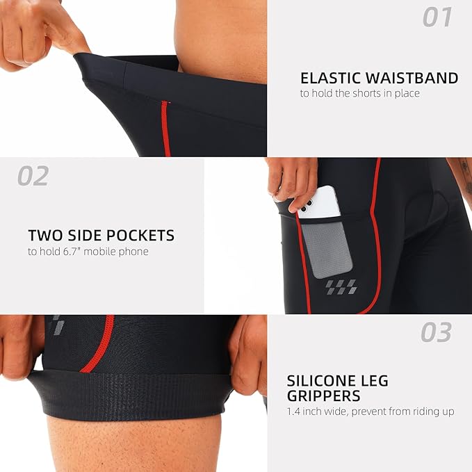 Men’s Bike Shorts 4D Padded Cycling Bicycle Road Biking Mountain Riding UPF 50+ Cycle Shorts