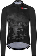 GCRFL Men's Cycling Jersey Long Sleeve Biking Shirt with 3+1 Zipper Pocket Breathable Quick Dry Bicycle Jersey