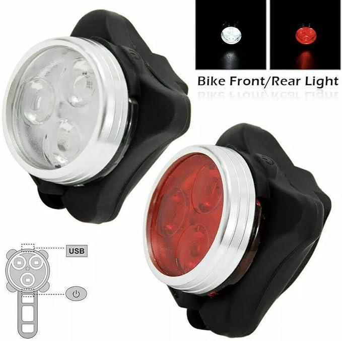 Rechargeable LED Bike Light Sets, Super Bright Front Headlights and Rear LED Bicycle Lights, 650mah Lithium Batteries