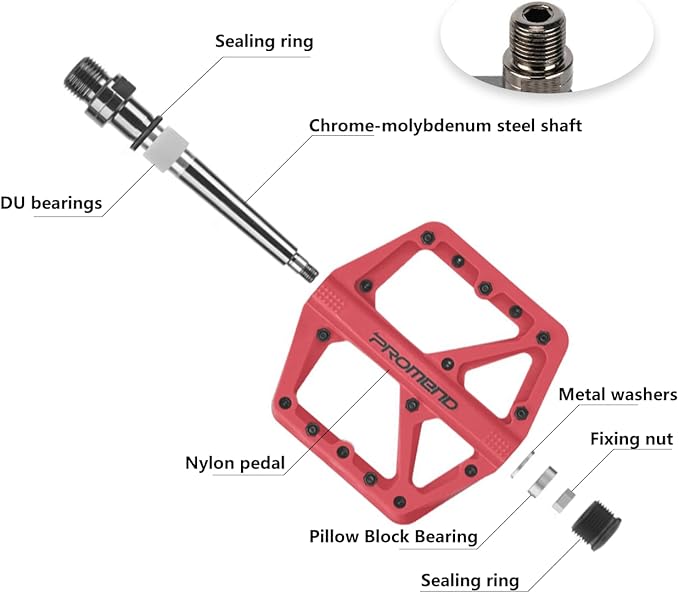 Mountain Bike Pedals - Durable Nylon DU Bearing Platform Pedals for MTB and BMX