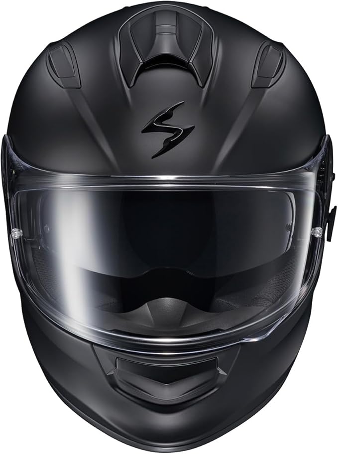 ScorpionEXO Ryzer Full Face Motorcycle Helmet with Pinlock Ready Shield with Integrated Speaker Pockets DOT ECE Approved Solid (Matte Black - X-Large)