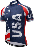 Cycling Jersey Short Sleeve USA Style Bike Tops with Pocket Reflective Stripe