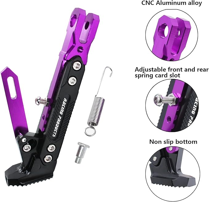 Universal Motorcycle Kickstand Adjustable Foot Side Support Parking Kickstand for Electric Motorbike Parking Foot Side Support Stand (Purple)