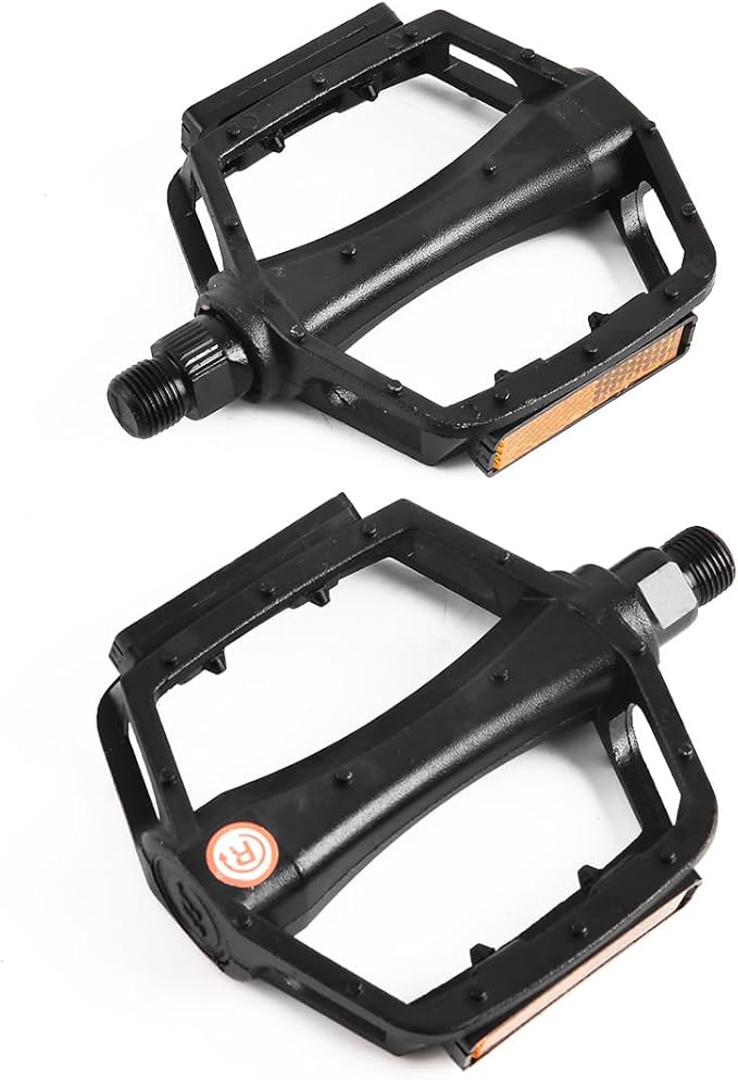 A Pair Bike Pedals, Lightweight Platform Pedals with Reflector for Mountain Bike Road Bike BMX/MTB Bike, Threads Size 9/16