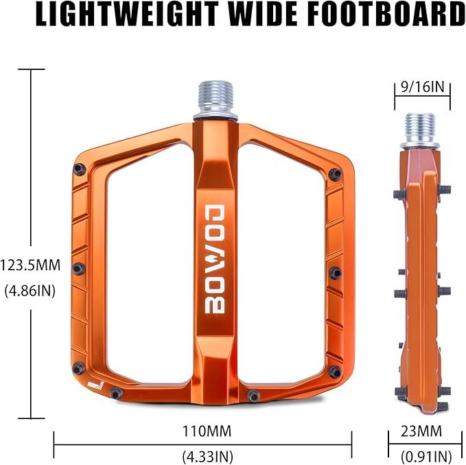 Bike Pedals 9/16" Lightweight Non-Slip Bicycle Platform Pedals - Fits Most Adult Bikes & Mountain Bikes &MTB, Road Bikes and Slip-Resistant Design