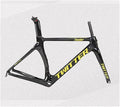 Carbon Fiber Road Bike Frameset 46/48/50/52/54cm Wind Breaking Racing Frame Internal Routing C Brake Frame Set QR 100mm/130mm (Color : Black Yellow, Size : 54cm)