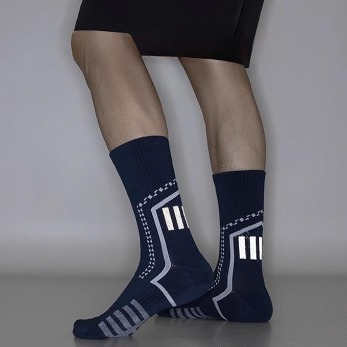 Cotton Cycling Socks, Reflective Stripes, Breathable, Professional for Road Biking, Safety Enhanced, Men, Night Cycling