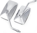Surpassme 10MM Chrome Motorcycle Mirrors, Universal Silver Rectangle Motorcycle Rearview Mirrors
