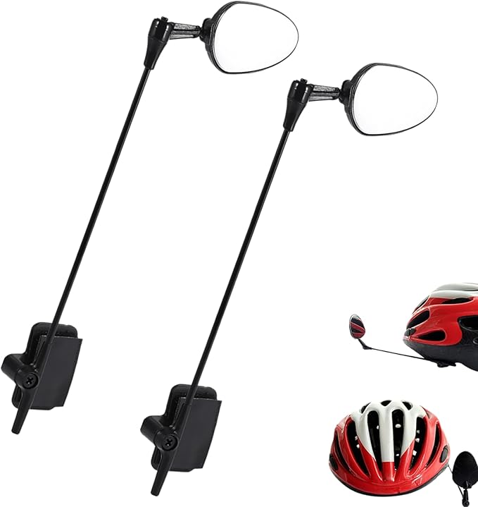 2 PCS Bike Helmet Mirror, Adjustable Handlebar View Mirror Lightweight Cycling Rear View Mountain Road Bike Helmet Rearview for Cycling
